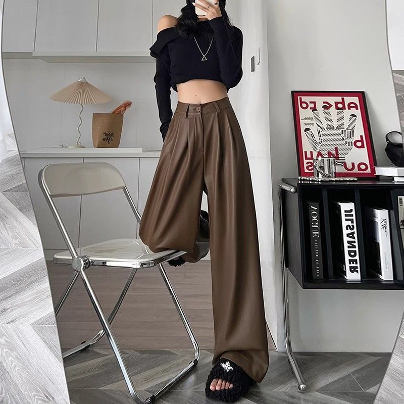 Pantaloni casual larghi dritti effetto snellente da donna