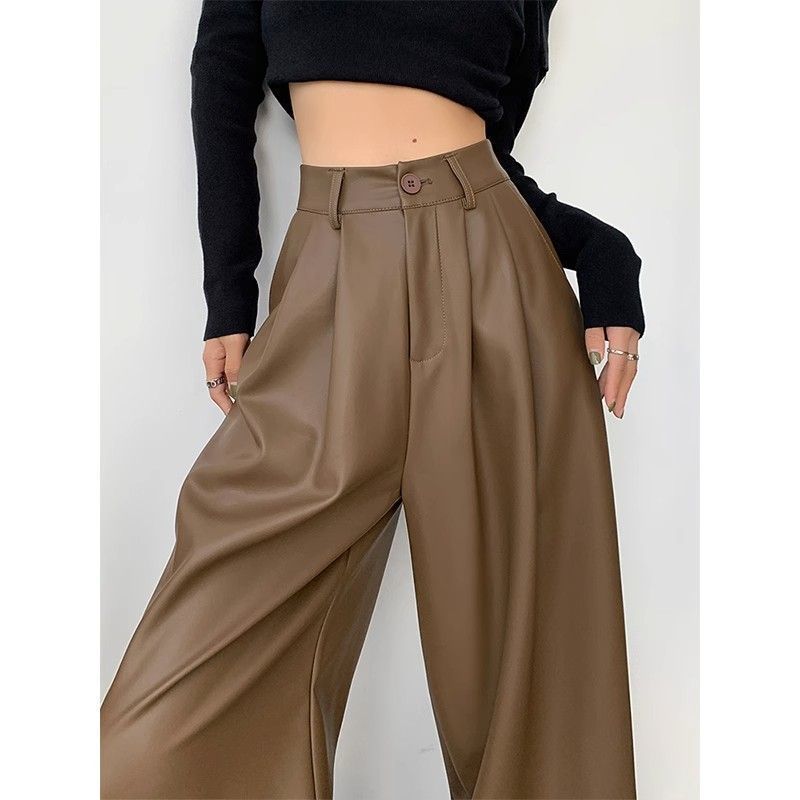 Pantaloni casual larghi dritti effetto snellente da donna